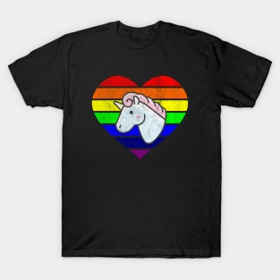 Rainbow Heart Unicorn - lgbt pride T-Shirt